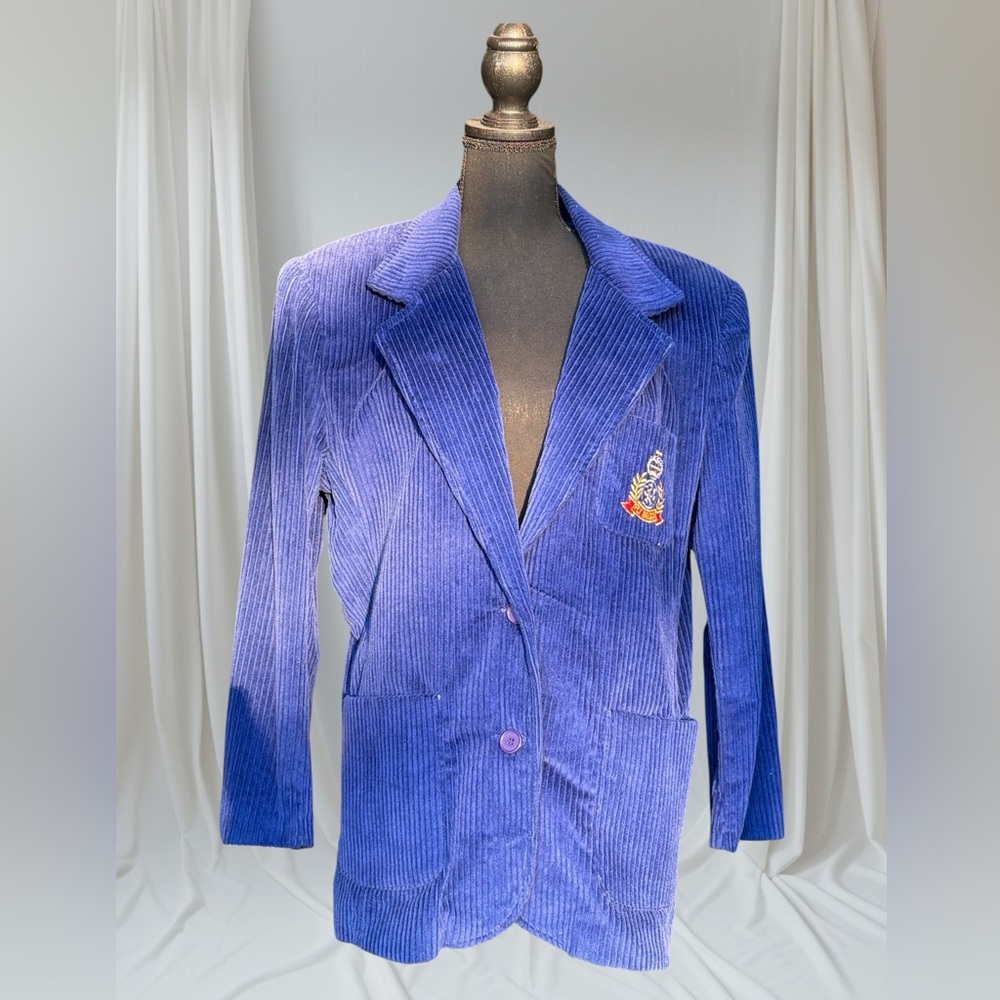 Vintage Royal Blue Corduroy Blazer S.B.II by Butternan “Fly Dragon” Crest – Sz M